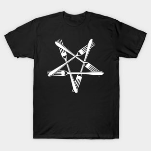 Fork Pentagram (black) T-Shirt